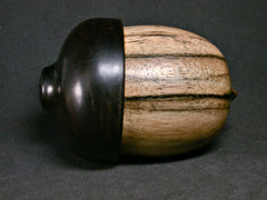 LV-1315 Persimmon & Ebony Hand Turned Wooden Acorn Trinket Box, Keepsakes, Jewelry Box-SCREW CAP