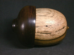 LV-1315 Persimmon & Ebony Hand Turned Wooden Acorn Trinket Box, Keepsakes, Jewelry Box-SCREW CAP