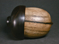 LV-1315 Persimmon & Ebony Hand Turned Wooden Acorn Trinket Box, Keepsakes, Jewelry Box-SCREW CAP