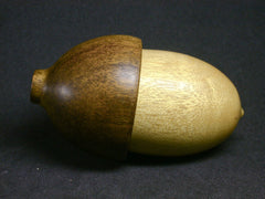 LV-1313 Yellowheart & Greenheart Hand Turned Wooden Acorn Trinket Box, Keepsakes, Jewelry Box-SCREW CAP