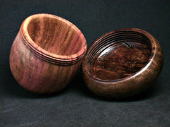 LV-1318 Carob & Walnut Burl Hand Turned Wooden Acorn Trinket Box, Keepsakes, Jewelry Box-SCREW CAP