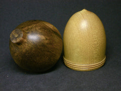 LV-1313 Yellowheart & Greenheart Hand Turned Wooden Acorn Trinket Box, Keepsakes, Jewelry Box-SCREW CAP