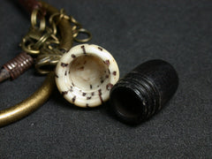 LV-1347 Gaboon Ebony & Palm Nut Threaded Pendant Necklace, Charm, Secret Compartment, Cremation Jewelry -SCREW CAP