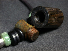 LV-1350 Irish Bog Oak & Verawood Threaded Pendant Necklace, Charm, Secret Compartment, Cremation Jewelry -SCREW CAP