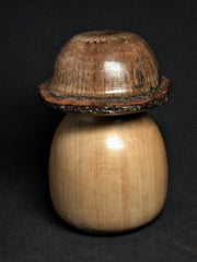 LV-1361 Ivorywood & Live Oak Mushroom Shaped Lidded Trinket Box, Jewelry Box-SCREW CAP