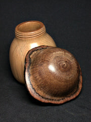 LV-1361 Ivorywood & Live Oak Mushroom Shaped Lidded Trinket Box, Jewelry Box-SCREW CAP