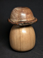 LV-1361 Ivorywood & Live Oak Mushroom Shaped Lidded Trinket Box, Jewelry Box-SCREW CAP