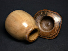 LV-1361 Ivorywood & Live Oak Mushroom Shaped Lidded Trinket Box, Jewelry Box-SCREW CAP