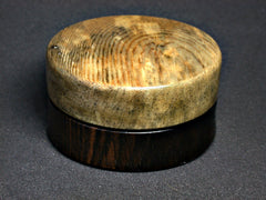 LV-1354  Indian Banyan & Mun Ebony Flat Pill Box, Ring Holder, Jewelry Box-SCREW CAP