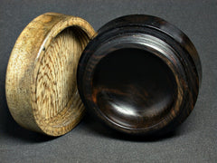 LV-1354 Indian Banyan & Mun Ebony Flat Pill Box, Ring Holder, Jewelry Box-SCREW CAP