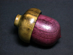 LV-1369 Purpleheart & Greenheart Hand Turned Acorn Trinket Box, Keepsakes, Jewelry Box-SCREW CAP