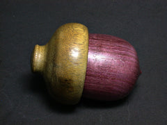 LV-1369 Purpleheart & Greenheart Hand Turned Acorn Trinket Box, Keepsakes, Jewelry Box-SCREW CAP