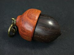 LV-1381 Brazilian Rosewood & Brazilwood Acorn Trinket Box, Secret Compartment Jewelry-SCREW CAP