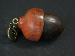 LV-1381 Brazilian Rosewood & Brazilwood Acorn Trinket Box, Secret Compartment Jewelry-SCREW CAP