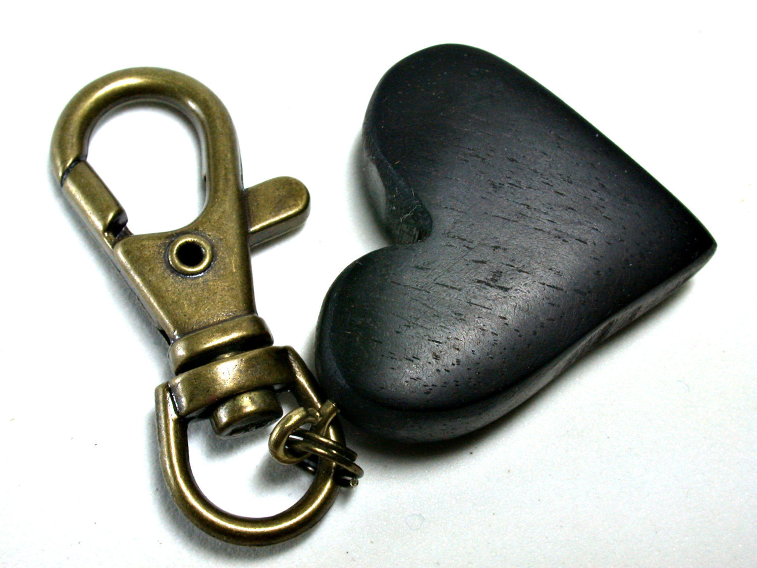 LV-1448 Gaboon Ebony Wooden Heart Shaped Charm, Keychain, Unique Hand Made