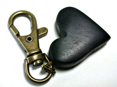 LV-1448 Gaboon Ebony Wooden Heart Shaped Charm, Keychain, Unique Hand Made