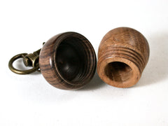 LV-1462 English Brown Oak & Cocuswood Acorn Pendant Box, Secret Compartment Jewelry-SCREW CAP