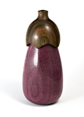LV-1463 Purpleheart & Verawood Eggplant Trinket Box, Toothpick Holder, Jewelry Box-SCREW CAP
