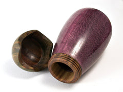 LV-1463 Purpleheart & Verawood Eggplant Trinket Box, Toothpick Holder, Jewelry Box-SCREW CAP