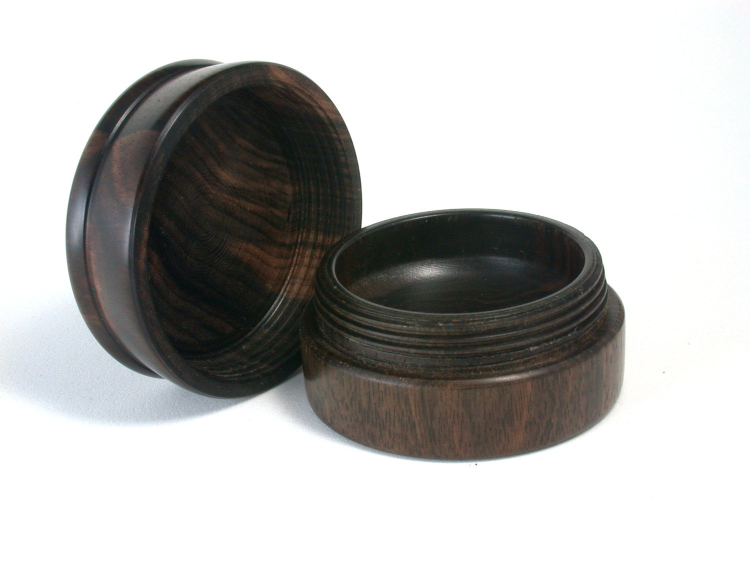LV-1474 Mun Ebony Flat Pill Box, Snuff Box, Ring Holder, Trinket Box-SCREW CAP