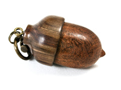 LV-1466 Granadillo Burl & Cocuswood Acorn Pendant Box, Secret Compartment Jewelry-SCREW CAP