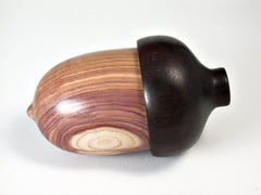 LV-1487 Purple Lilac & East Indian Rosewood Acorn Pill Fob, Trinket Box, Jewelry Box-SCREW CAP