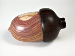 LV-1487 Purple Lilac & East Indian Rosewood Acorn Pill Fob, Trinket Box, Jewelry Box-SCREW CAP