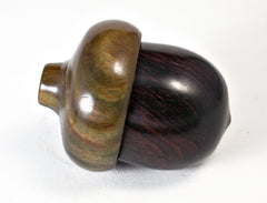 LV-1483 Camatillo & Verawood Acorn Pill Fob, Trinket Box, Ring Box, Jewelry Box-SCREW CAP