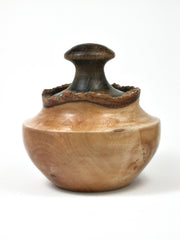 LV-1501 Ngaio & Kauri Wood Turned Lidded Box, Hollow Form-NICE