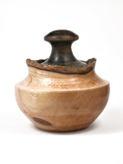 LV-1501 Ngaio & Kauri Wood Turned Lidded Box, Hollow Form-NICE