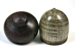 LV-1513 Curly Buckeye & Black Palm Hand Turned Acorn Trinket Box, Keepsakes, Jewelry Box-SCREW CAP