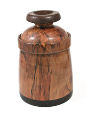 LV-0384 Spalted Photinia & Wenge Wood Turned Lidded Box, Jewelry Box-NICE