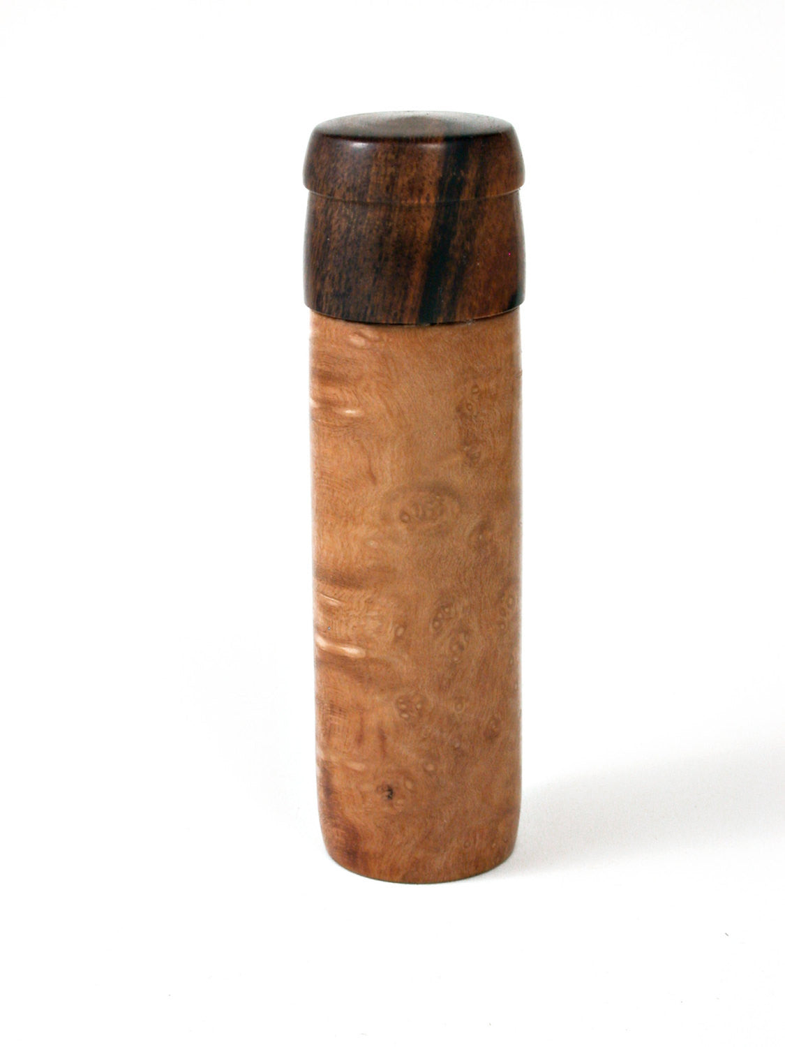 LV-1526 Madrone Burl & Desert Ironwood Pill, Snuff Box, Toothpick Holder, Needle Case-SCREW CAP