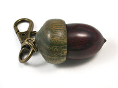 LV-1529 Bois de Rose & Verawood Acorn Key Fob, Pill Holder, Memorial Pendant-SCREW CAP