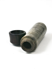LV-1524 Curly Buckeye & Blackwood Pill Box, Snuff Box, Toothpick Holder, Needle Case-SCREW CAP