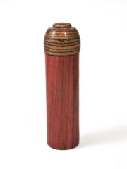 LV-1525 African Padauk & Bocote Slim Pill Box, Snuff Box, Toothpick Holder, Needle Case-SCREW CAP