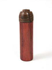LV-1525 African Padauk & Bocote Slim Pill Box, Snuff Box, Toothpick Holder, Needle Case-SCREW CAP
