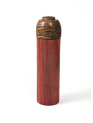 LV-1525 African Padauk & Bocote Slim Pill Box, Snuff Box, Toothpick Holder, Needle Case-SCREW CAP