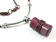 LV-1542 Purpleheart Secret Compartment Pendant Necklace, Pill Fob, Cremation Jewelry -SCREW CAP