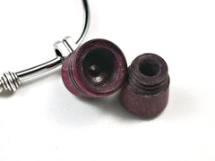 LV-1542 Purpleheart Secret Compartment Pendant Necklace, Pill Fob, Cremation Jewelry -SCREW CAP