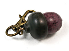 LV-1537 Purpleheart and Mun Ebony Acorn Key Fob, Pill Holder, Memorial Pendant-SCREW CAP