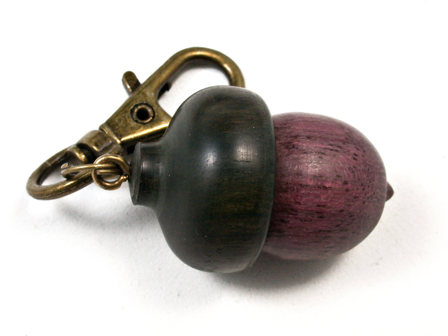 LV-1537 Purpleheart and Mun Ebony Acorn Key Fob, Pill Holder, Memorial Pendant-SCREW CAP