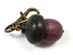 LV-1537 Purpleheart and Mun Ebony Acorn Key Fob, Pill Holder, Memorial Pendant-SCREW CAP