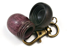 LV-1537 Purpleheart and Mun Ebony Acorn Key Fob, Pill Holder, Memorial Pendant-SCREW CAP