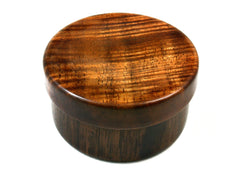 LV-1547 Mun Ebony & Curly Koa Flat Pill Box, Snuff Box, Ring Holder, Trinket Box-SCREW CAP