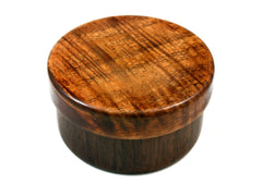 LV-1547 Mun Ebony & Curly Koa Flat Pill Box, Snuff Box, Ring Holder, Trinket Box-SCREW CAP