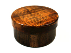 LV-1547 Mun Ebony & Curly Koa Flat Pill Box, Snuff Box, Ring Holder, Trinket Box-SCREW CAP