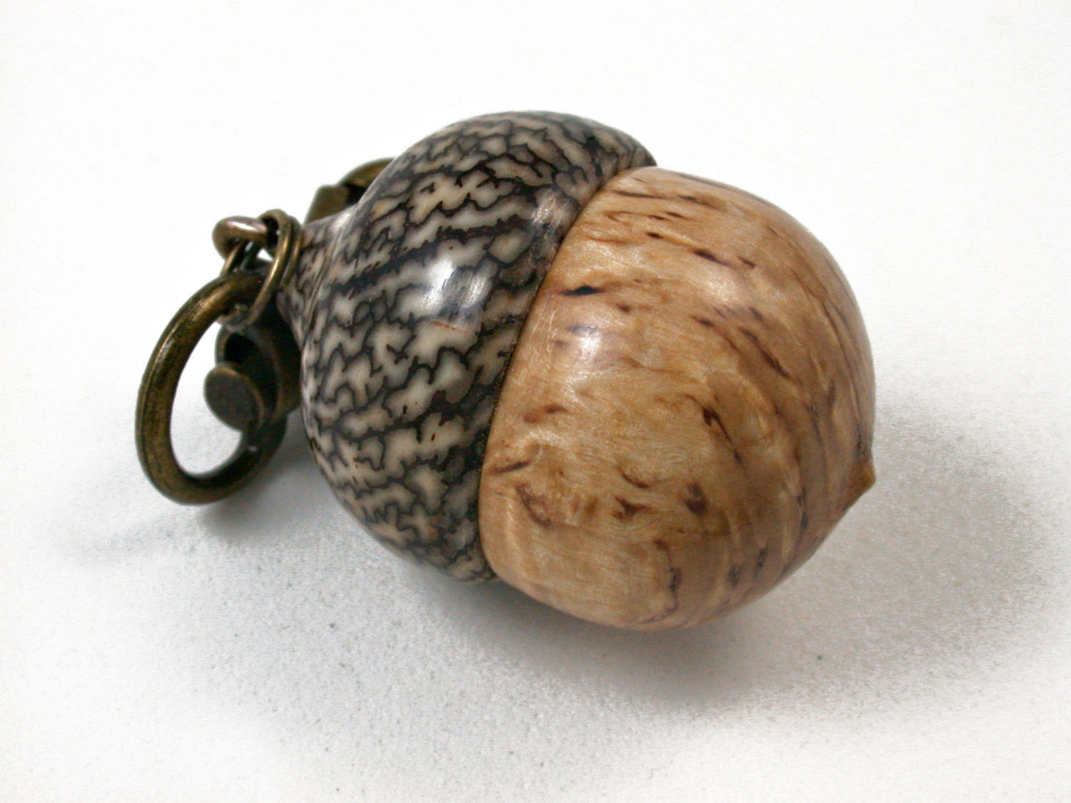 LV-1560 Masur Birch and Betel Nut Acorn Key Fob, Pill Holder, Memorial Pendant-SCREW CAP