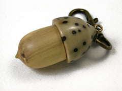 LV-1562 Boxwood and Raphia Palm Nut Acorn Key Fob, Pill Holder, Memorial Pendant-SCREW CAP
