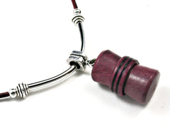 LV-1542 Purpleheart Secret Compartment Pendant Necklace, Pill Fob, Cremation Jewelry -SCREW CAP